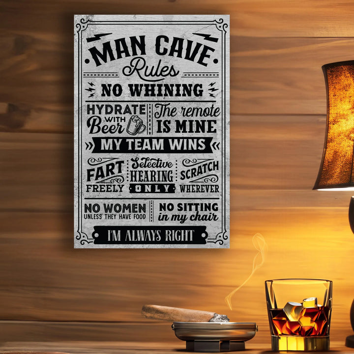 Man Cave Rules Metal Sign - iCustomLabel