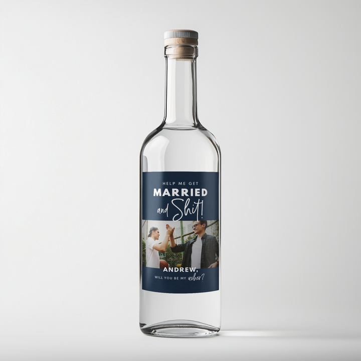 Married and Shit Usher Liquor Label