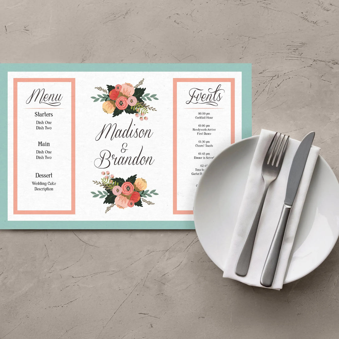 Menu Floral Placemats - iCustomLabel