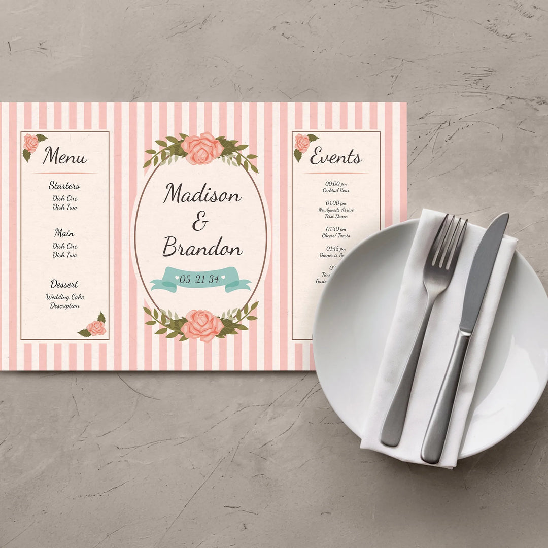 Menu Stripes Placemats - iCustomLabel