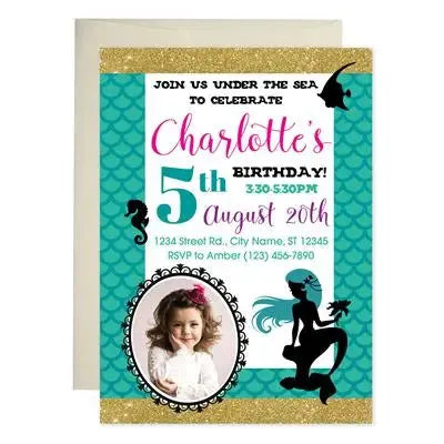 Mermaid Birthday Invitations - iCustomLabel