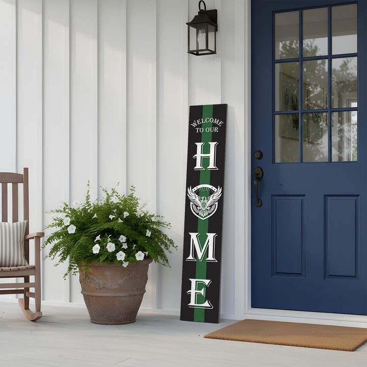 Military Green Thin Line Leaner Welcome Sign