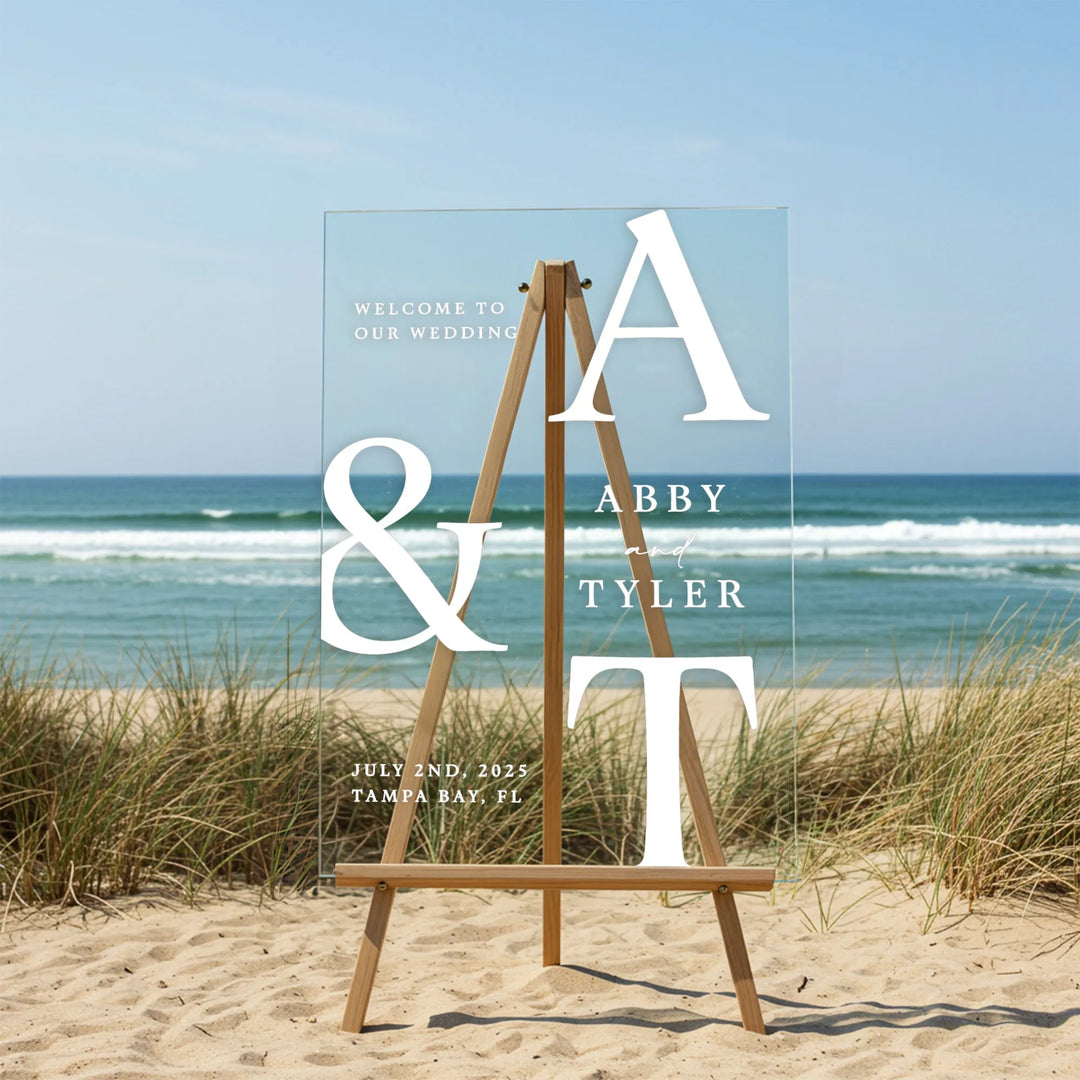 Minimal Initials Wedding Welcome Sign - iCustomLabel