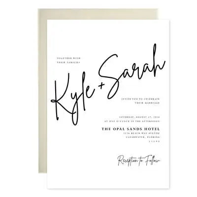 Modern Script Wedding Invitations - iCustomLabel