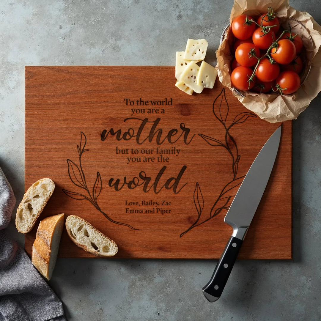 Mom World To Us Cutting Board - iCustomLabel
