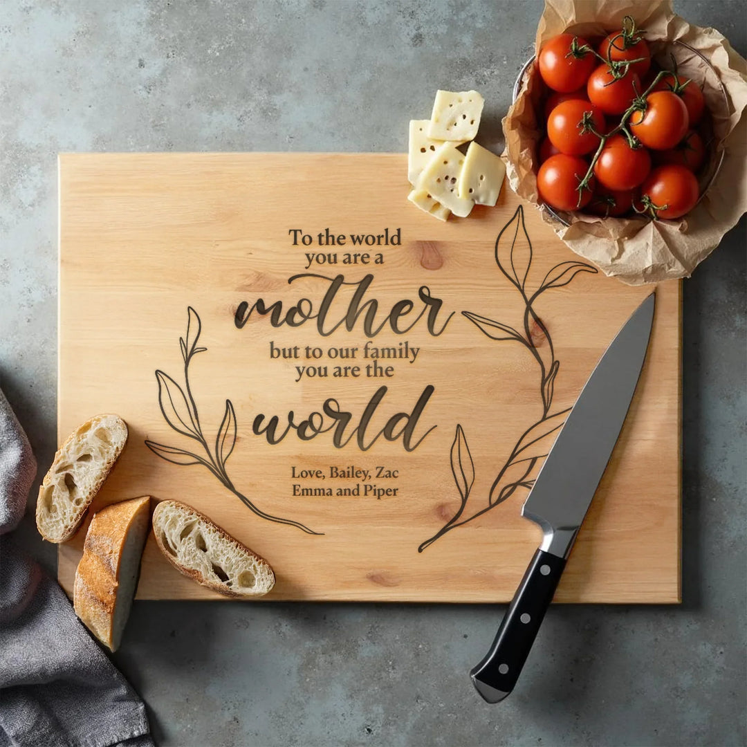 Mom World To Us Cutting Board - iCustomLabel