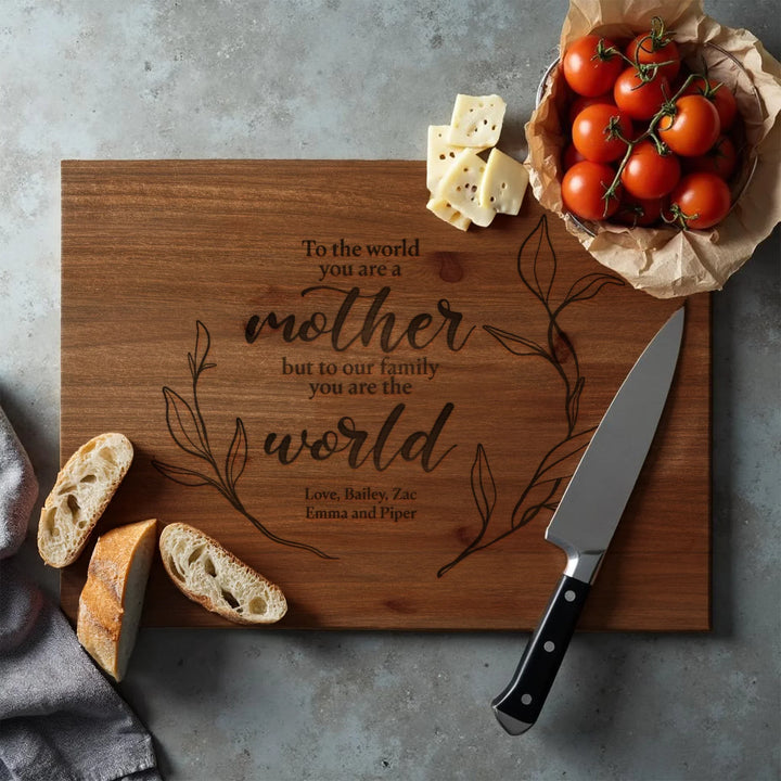 Mom World To Us Cutting Board - iCustomLabel