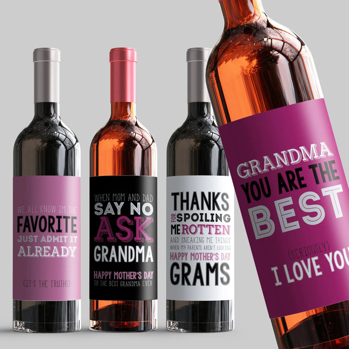 Moms Grandma Wine Label Set - iCustomLabel