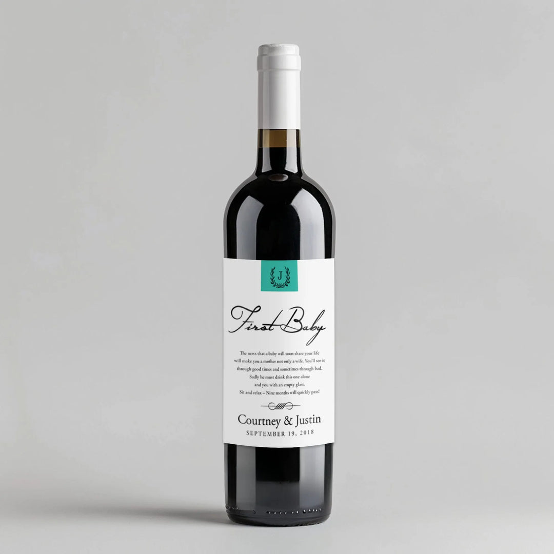 Monogram Baby Milestone Wine Label - iCustomLabel