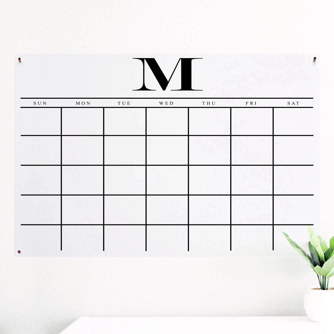 Monogram Center Acrylic Wall Calendar - iCustomLabel