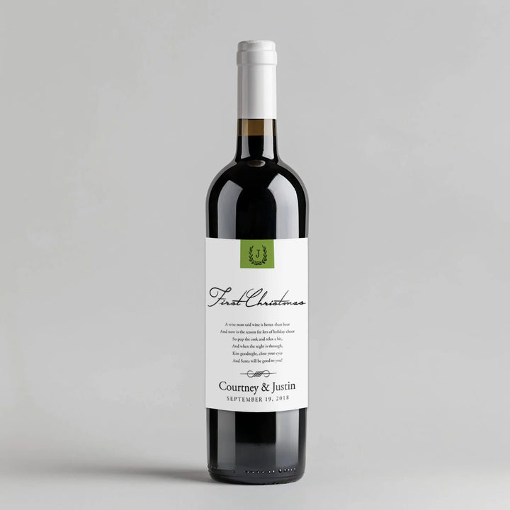 Monogram Christmas Milestone Wine Label - iCustomLabel