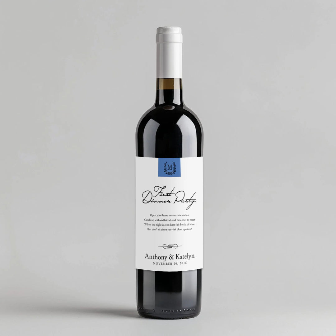 Monogram Dinner Party Milestone Wine Label - iCustomLabel