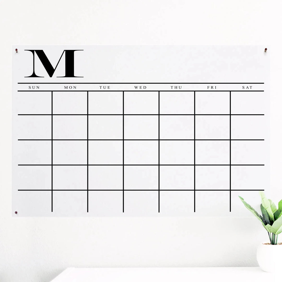 Monogram Left Acrylic Wall Calendar - iCustomLabel