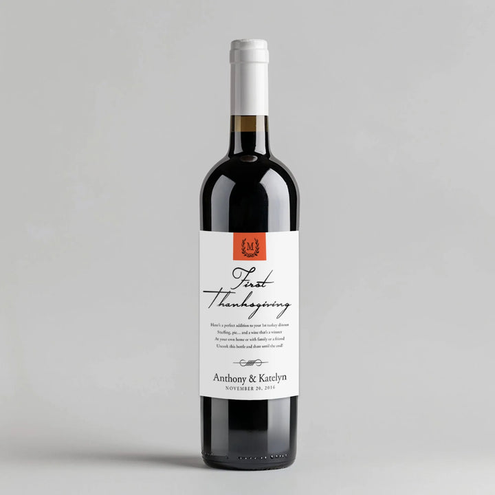 Monogram Thanksgiving Milestone Wine Label - iCustomLabel