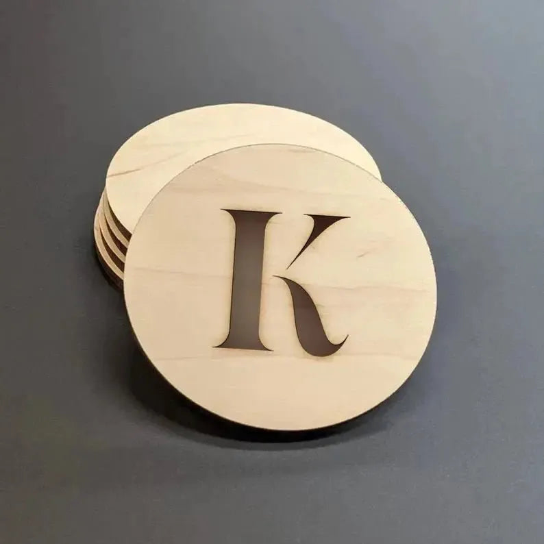 Monogram Wood Coasters - iCustomLabel