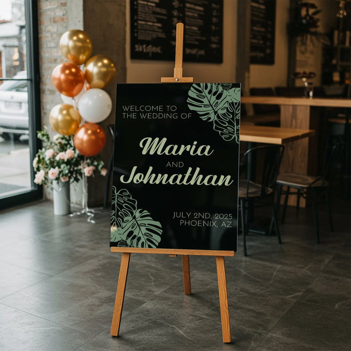 Monstera Wedding Welcome Sign - iCustomLabel