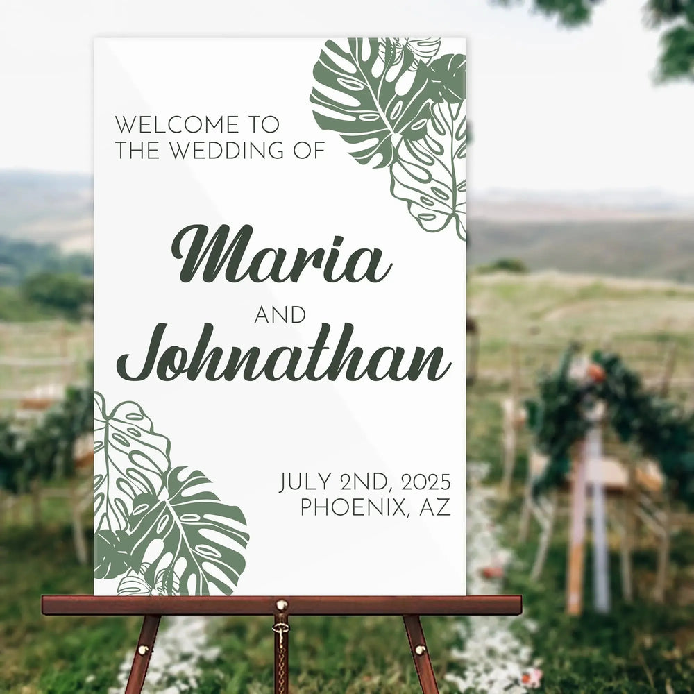 Monstera Wedding Welcome Sign - iCustomLabel