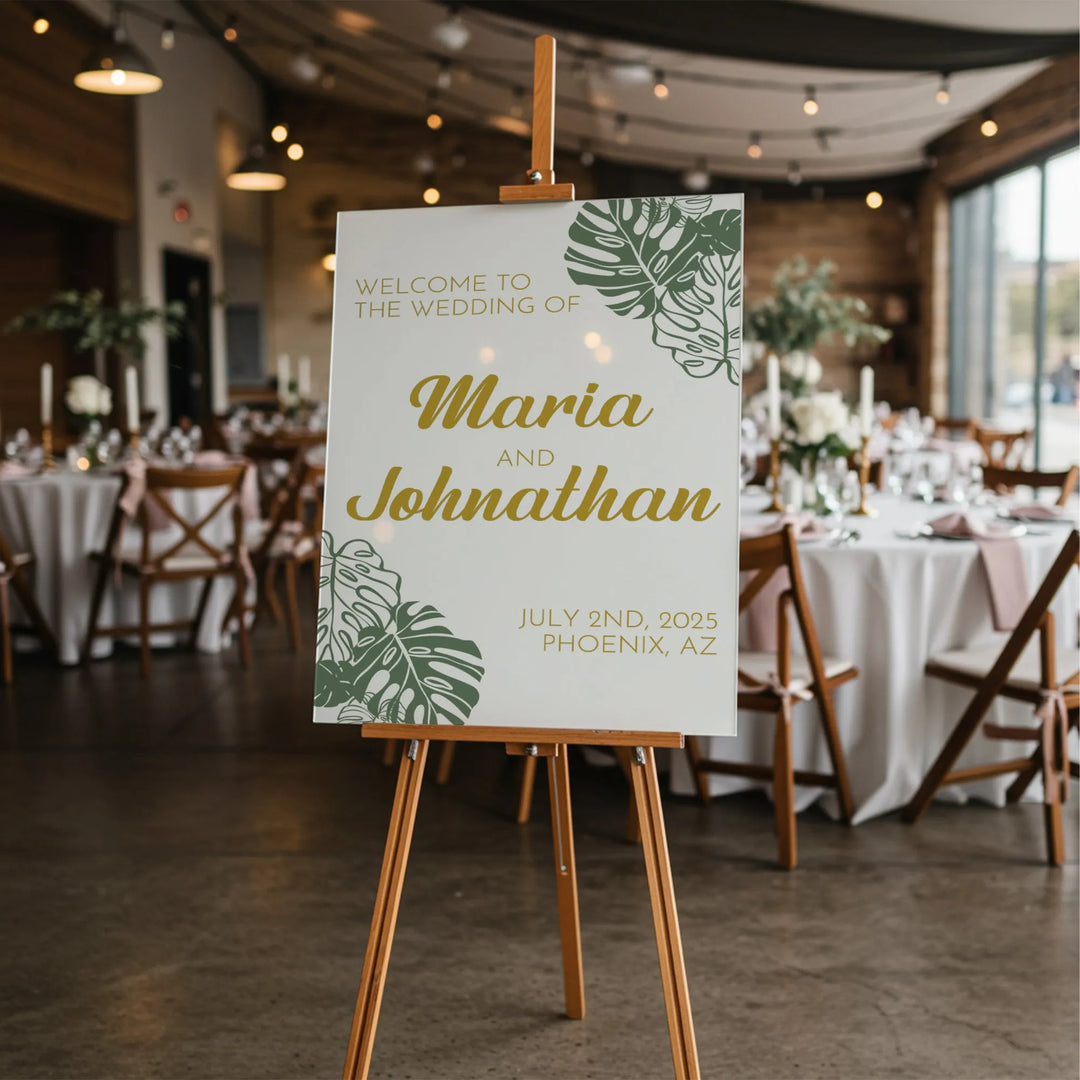 Monstera Wedding Welcome Sign - iCustomLabel