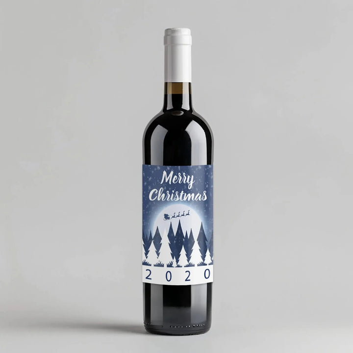 Moon Lit Christmas Wine Label - iCustomLabel