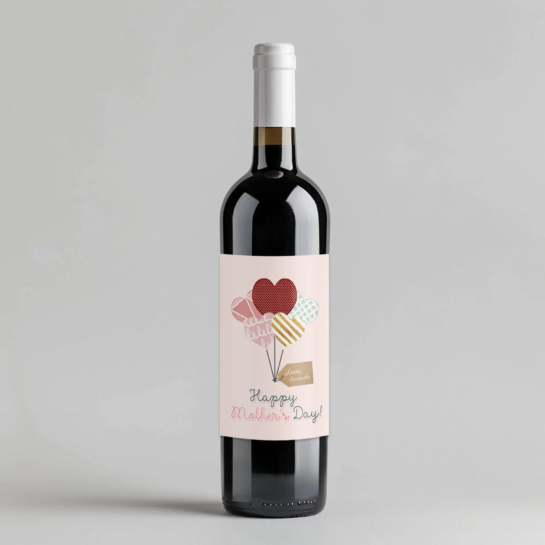 Mother's Day Balloons Wine Label - iCustomLabel