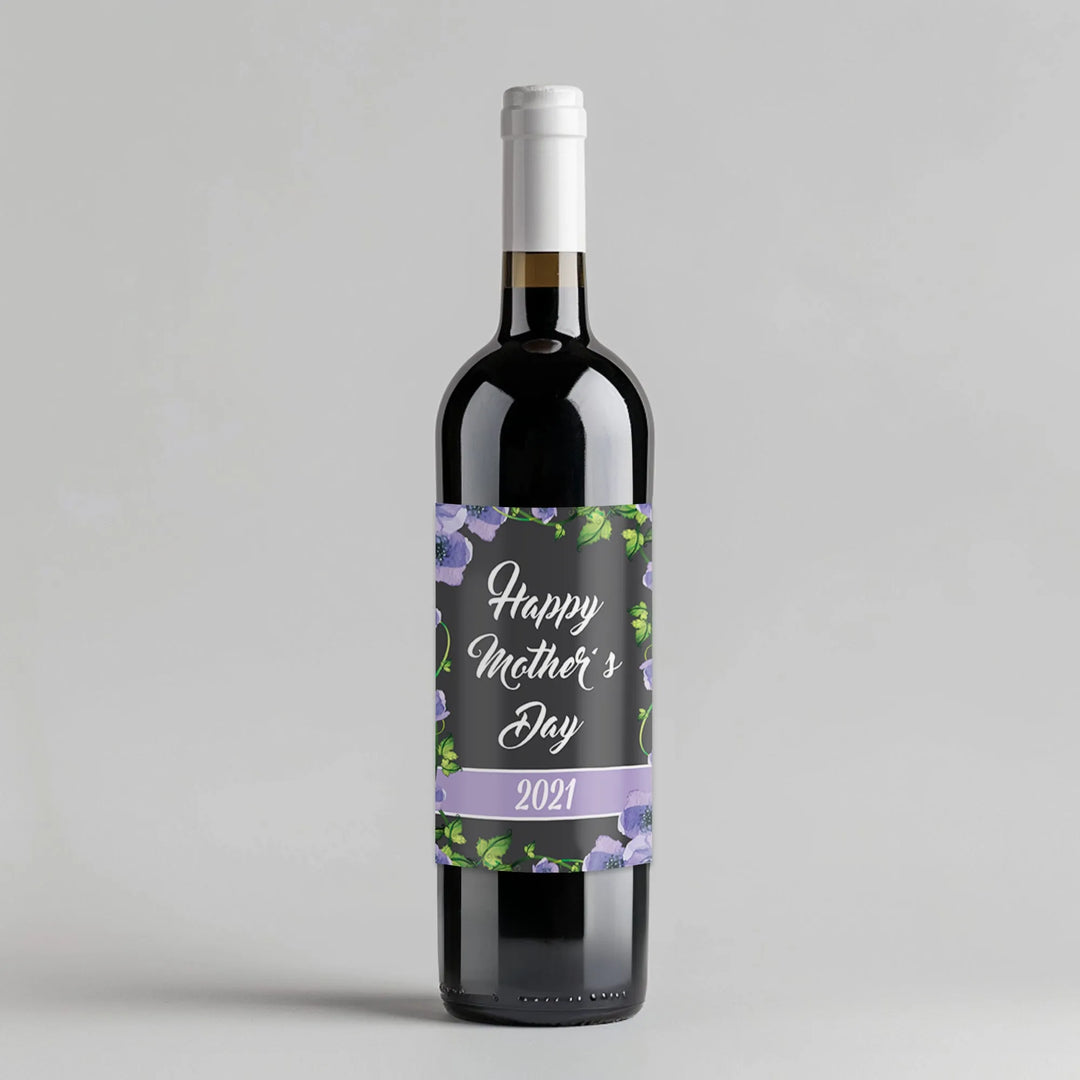 Mother's Day Purple Flowers Wine Label - iCustomLabel