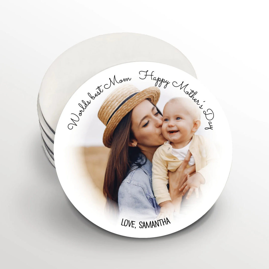 Mothers Day Photo Round Coasters - iCustomLabel