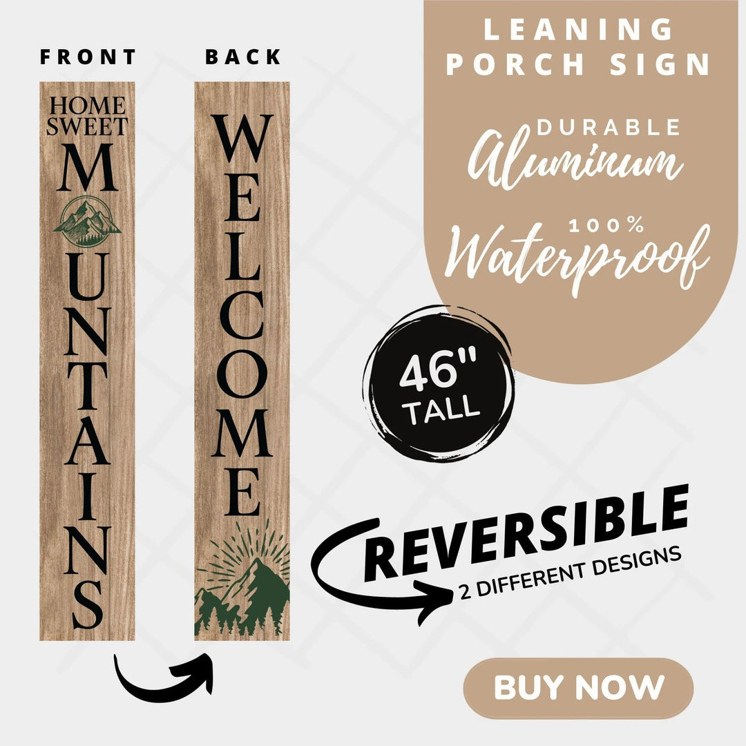Mountain Porch Leaner Welcome Sign - iCustomLabel