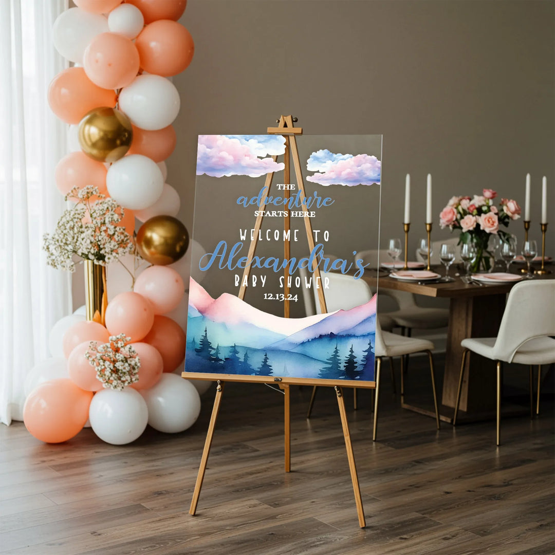 Mountains Adventure Baby Shower Sign - iCustomLabel