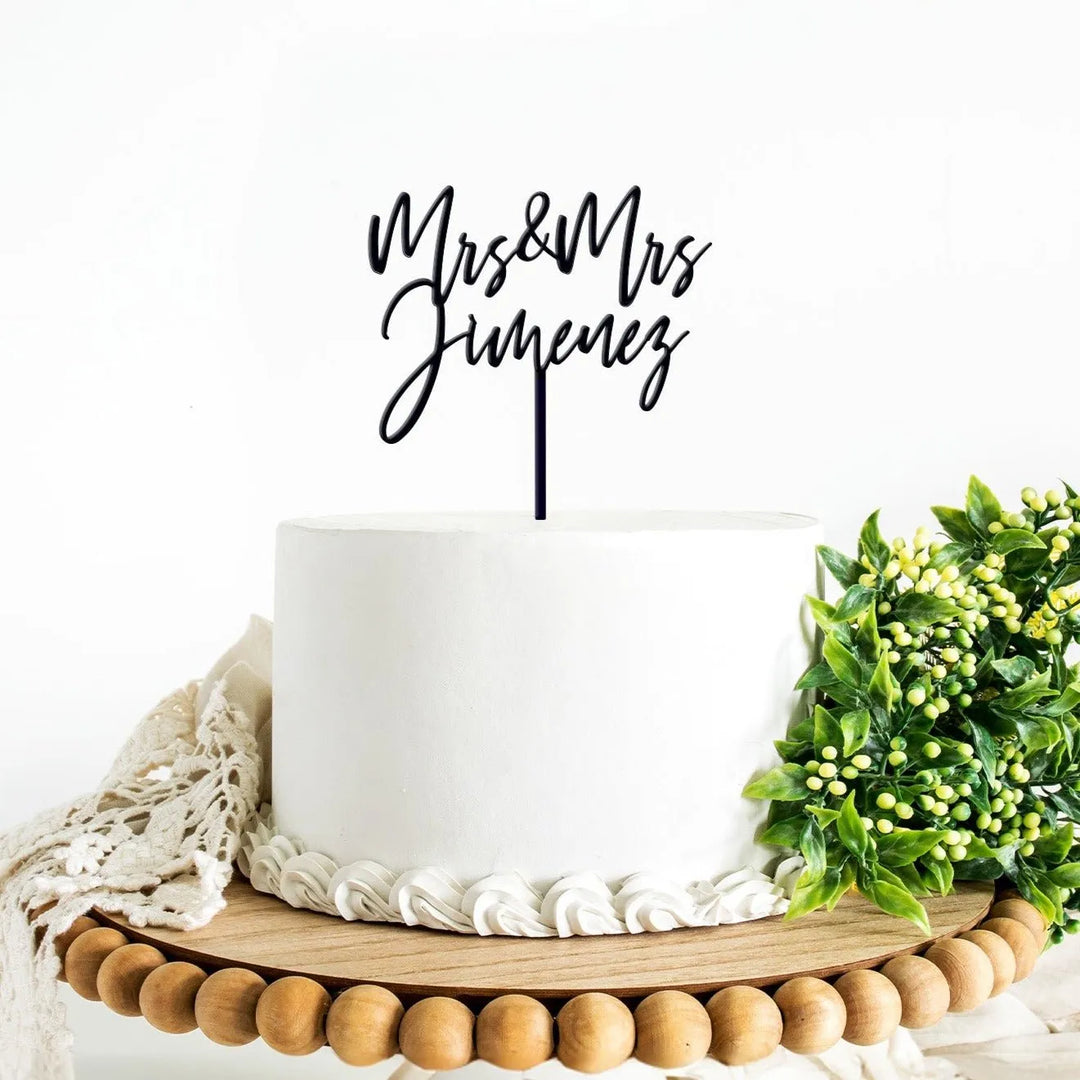 Mrs and Mrs Wedding Cake Topper - iCustomLabel