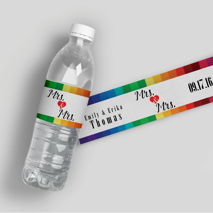 Mrs Mrs Water Bottle Labels - iCustomLabel
