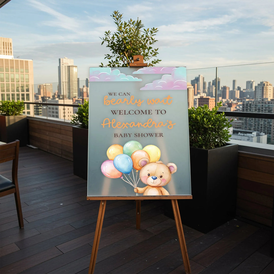 Multi Color Bearly Wait Baby Shower Sign - iCustomLabel
