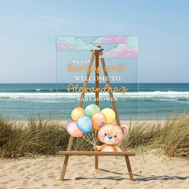 Multi Color Bearly Wait Baby Shower Sign - iCustomLabel