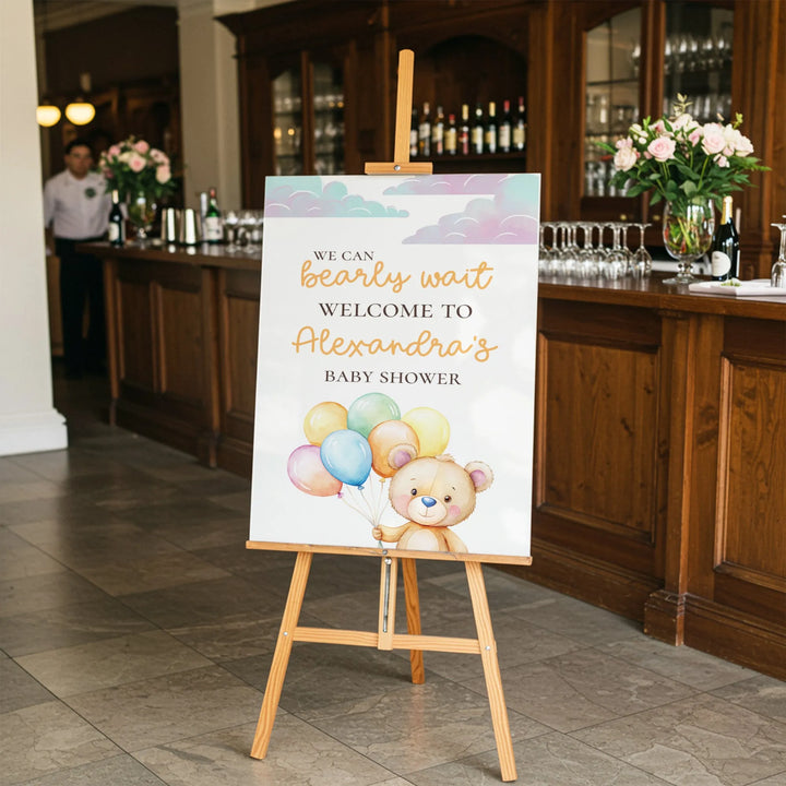 Multi Color Bearly Wait Baby Shower Sign - iCustomLabel