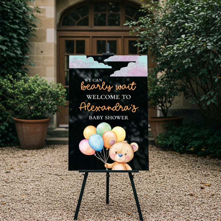 Multi Color Bearly Wait Baby Shower Sign - iCustomLabel