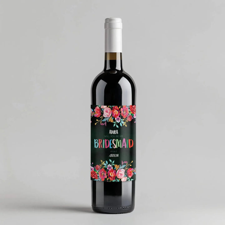 Multicolor Bridesmaid Wine Label - iCustomLabel
