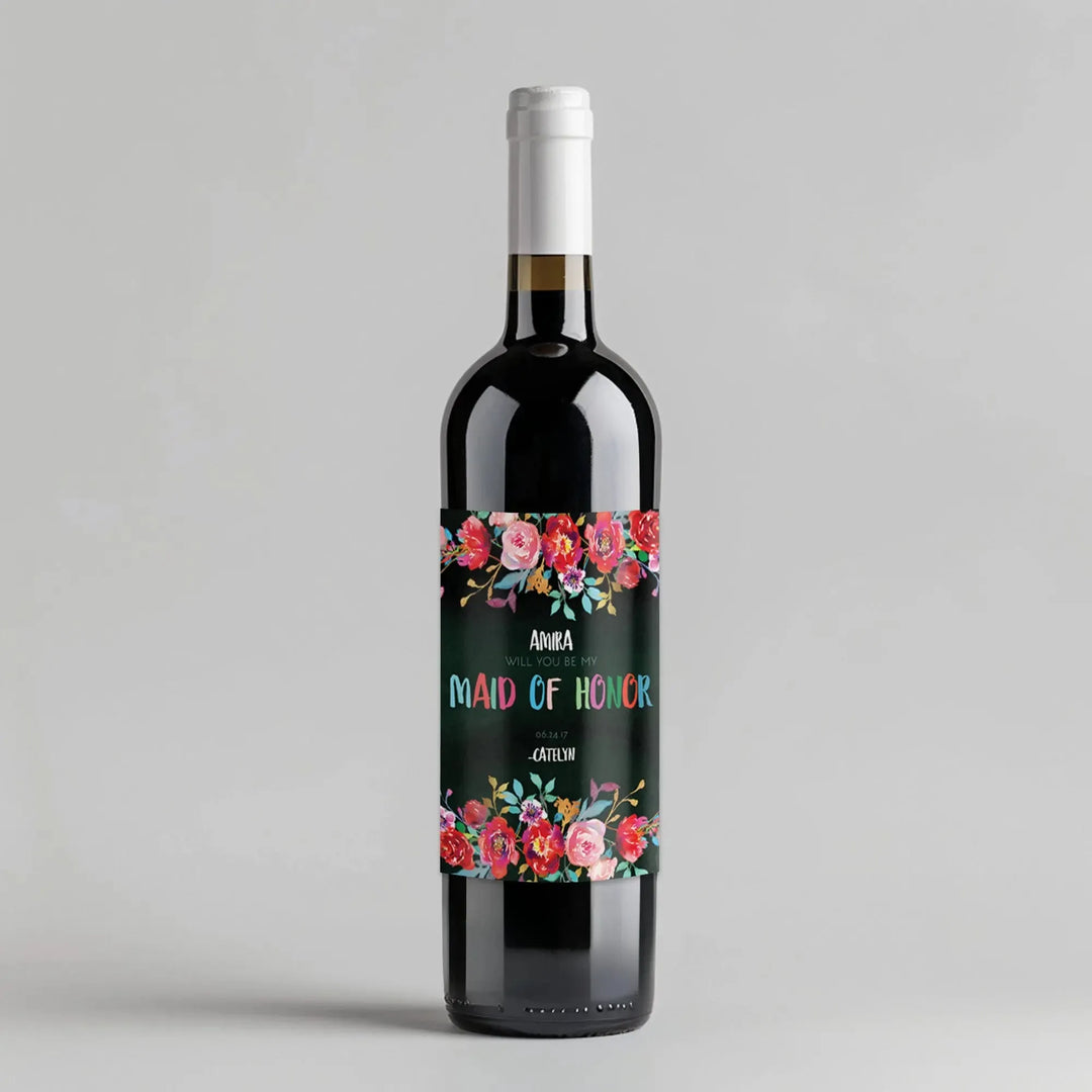 Multicolor Maid Of Honor Wine Label - iCustomLabel