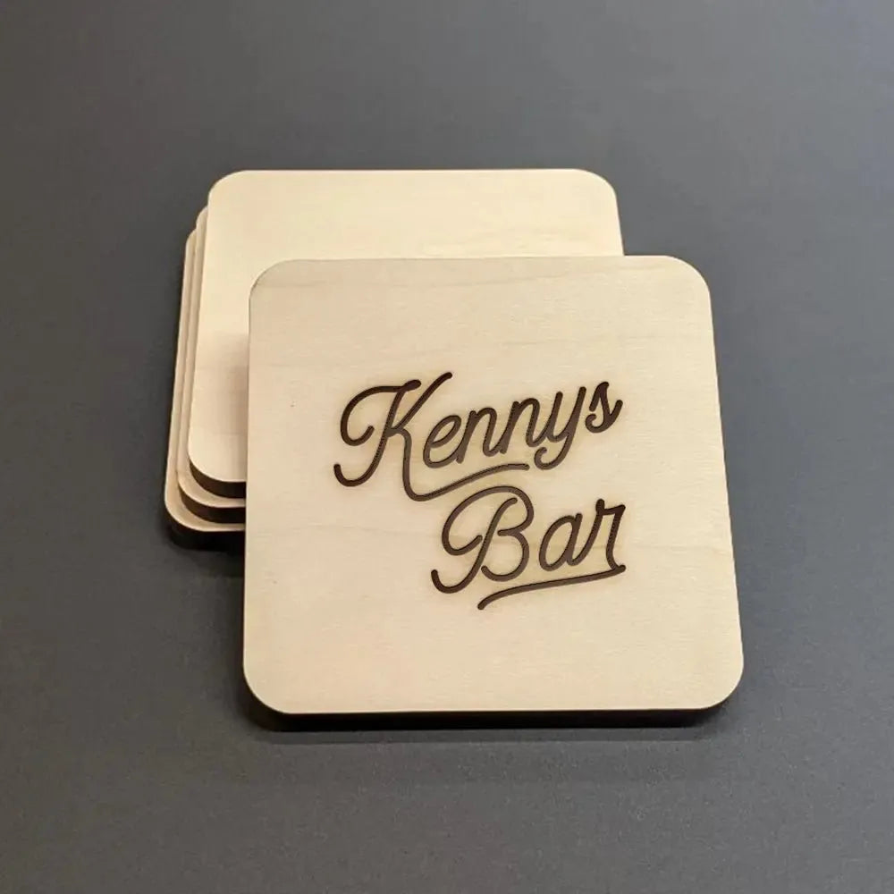 Name Bar Wood Coasters - iCustomLabel