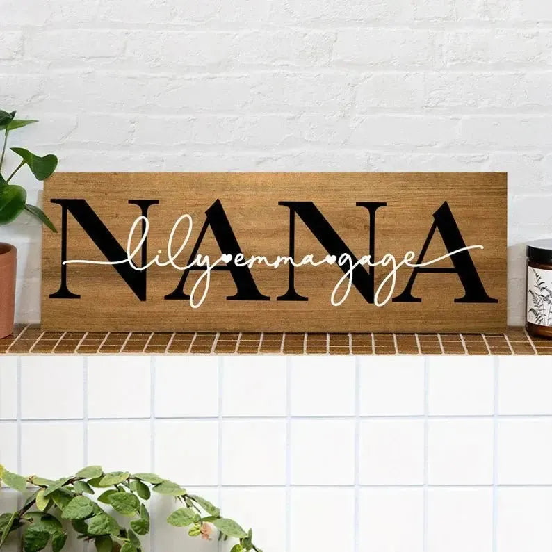 Nana Names Wood Sign - iCustomLabel