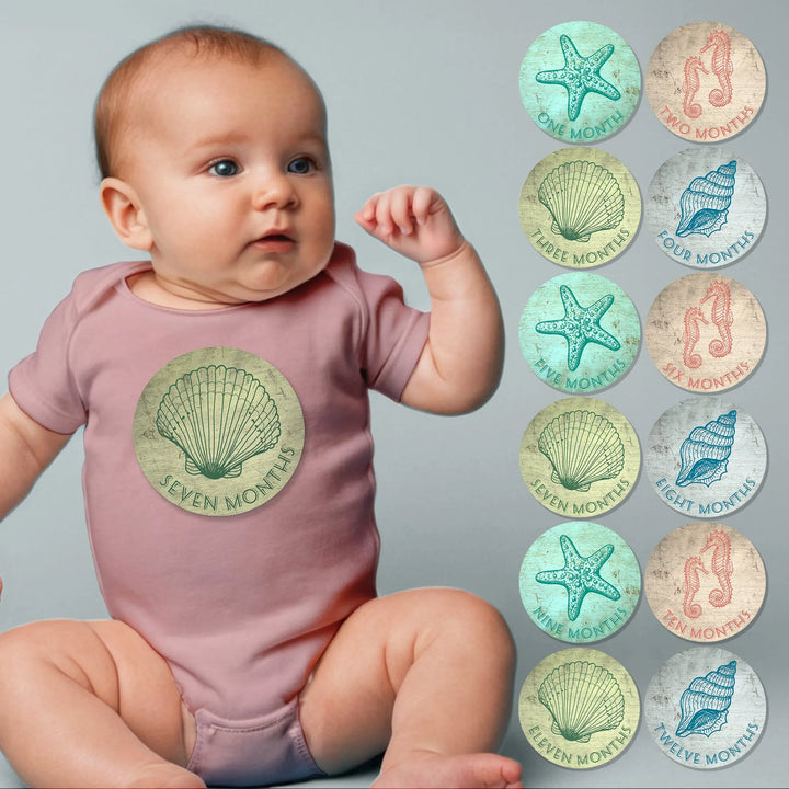 Nautical Baby Month Stickers - iCustomLabel