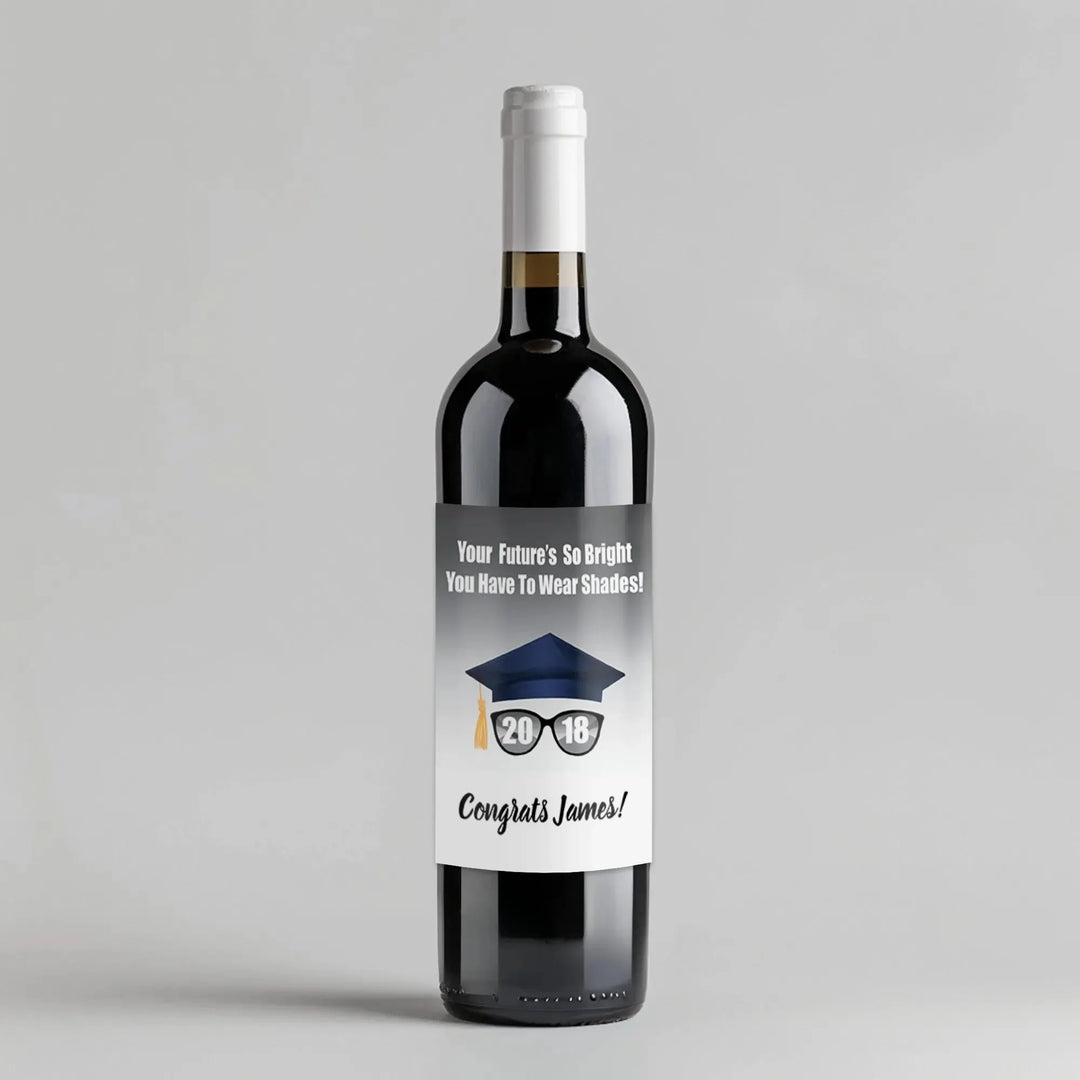 Navy Shades Graduation Wine Label - iCustomLabel