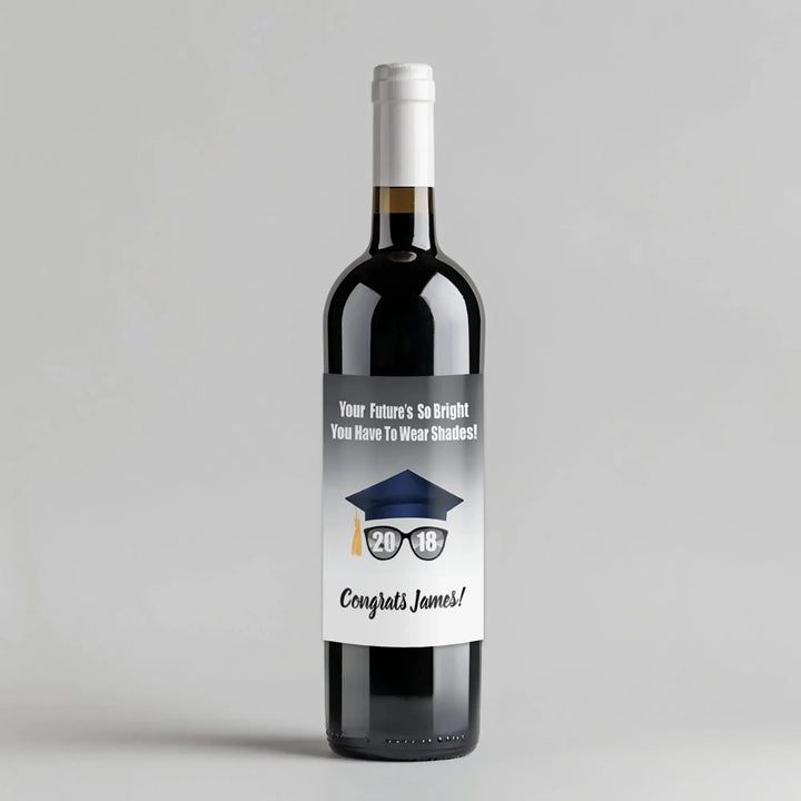 Navy Shades Graduation Wine Label - iCustomLabel