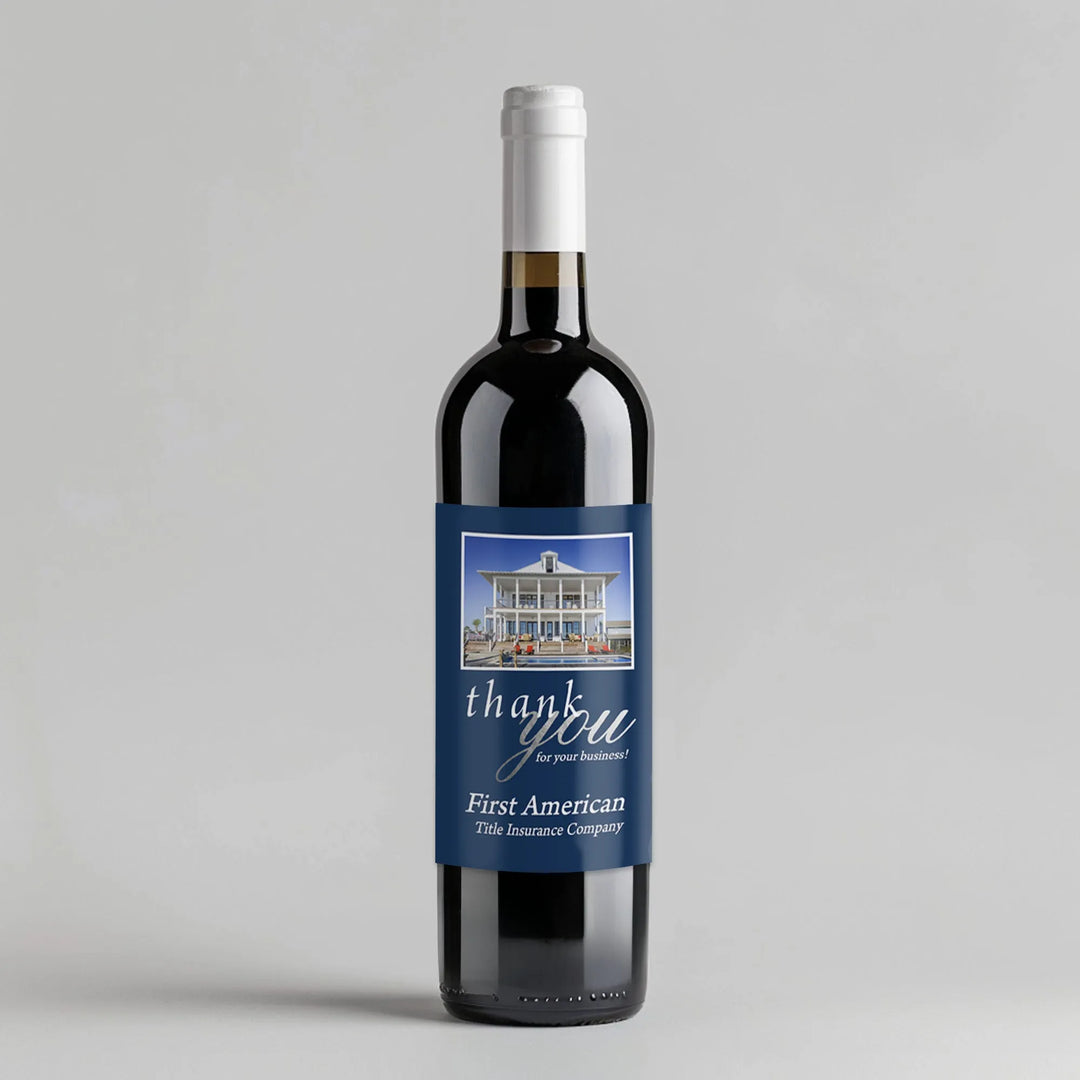 Navy Silver Title Wine Label - iCustomLabel