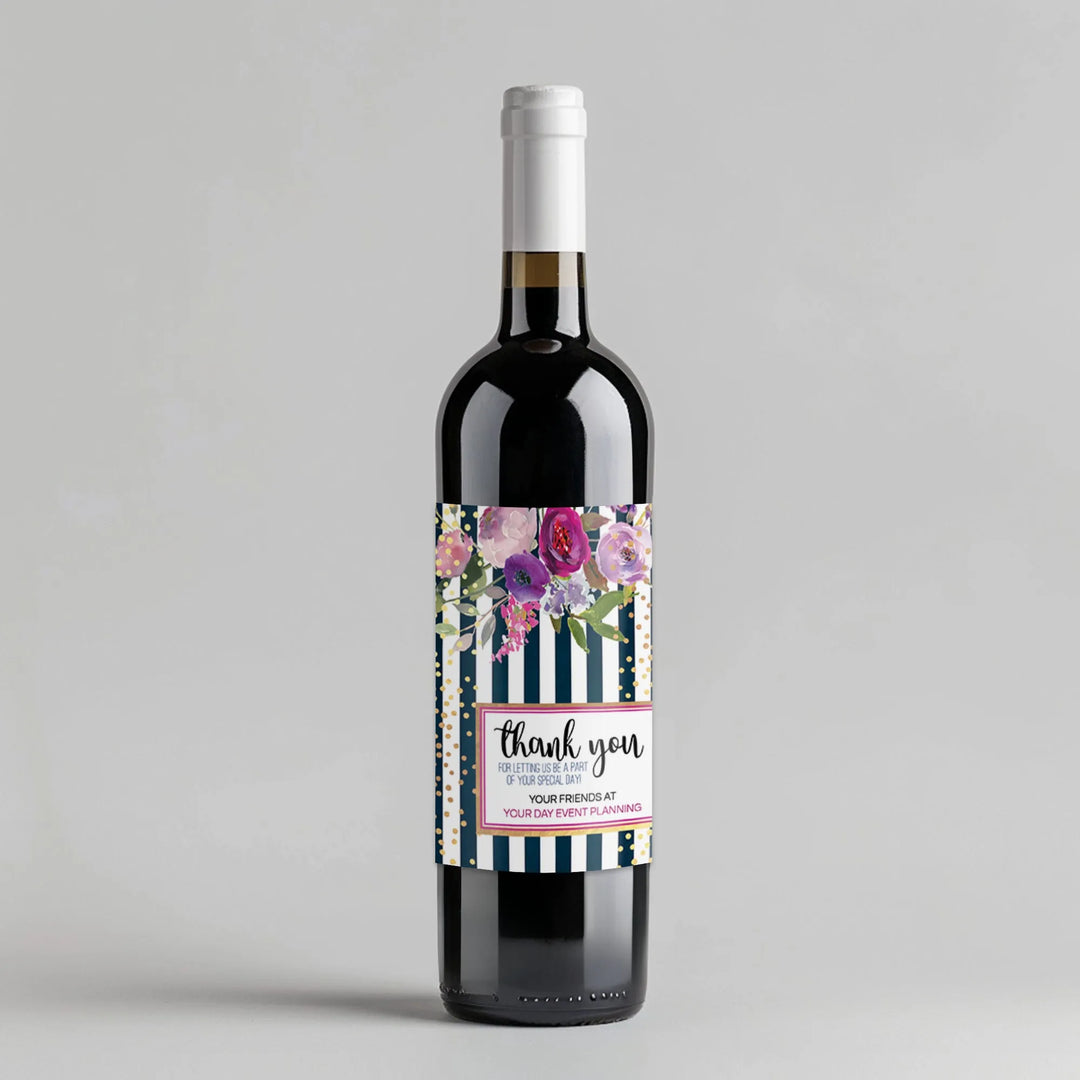 Navy Stripes Wine Label - iCustomLabel