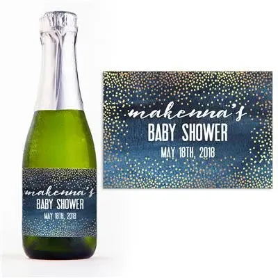 Navy Watercolor Baby Shower Mini Champagne Split Label - iCustomLabel