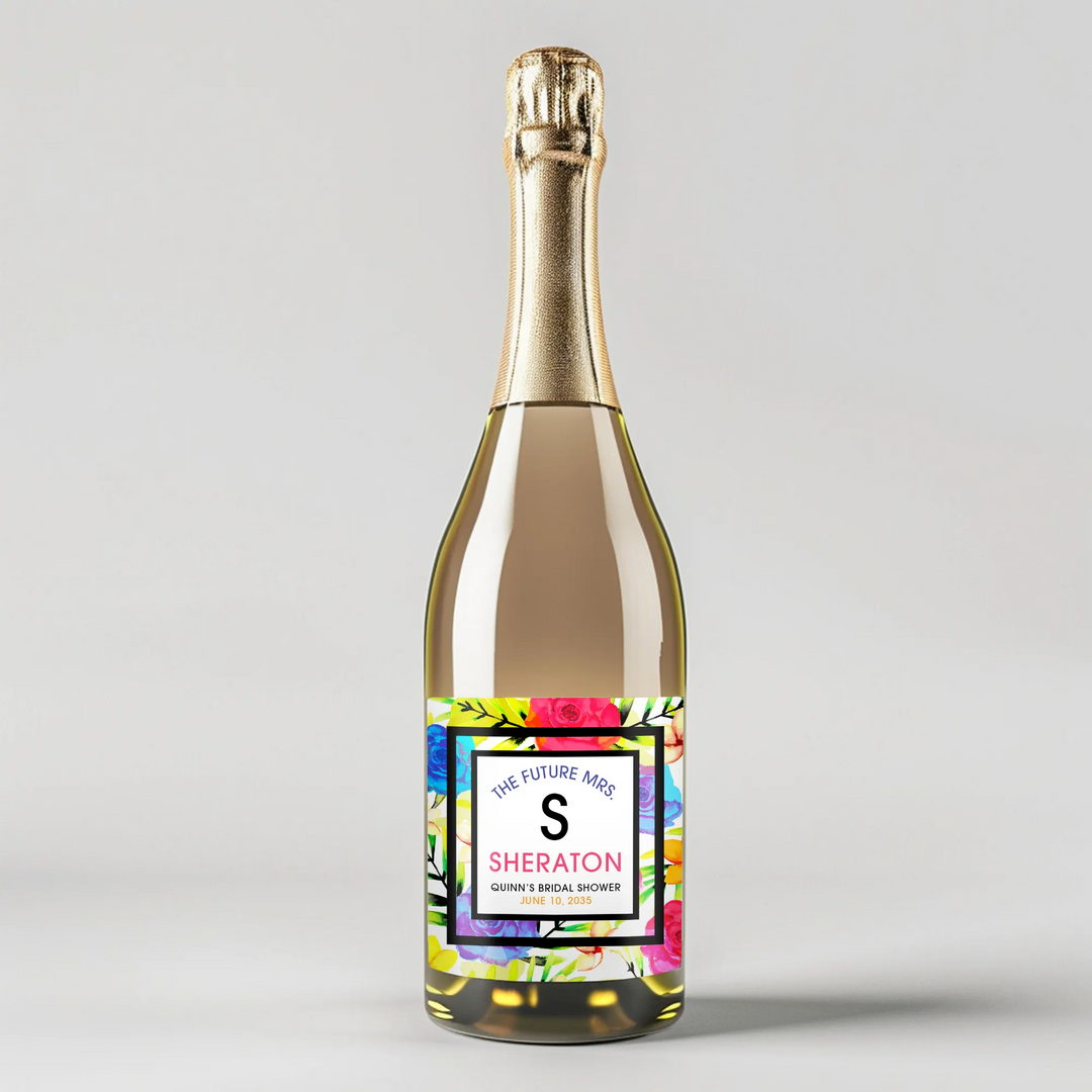 Neon Roses Champagne Label - iCustomLabel