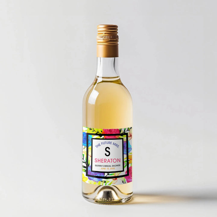 Neon Roses Mini Wine Label - iCustomLabel