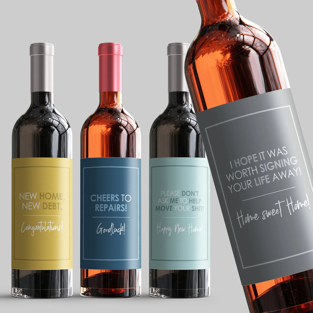 New Home Funny Wine Label Set - iCustomLabel