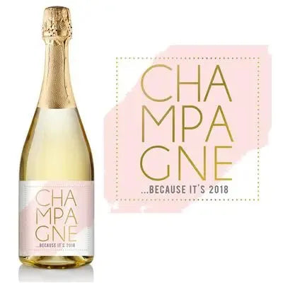 New Year Pink Champagne Label - iCustomLabel