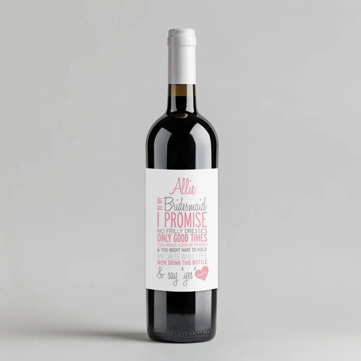 No Frilly Bridesmaid Wine Label - iCustomLabel