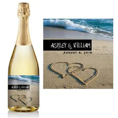 Ocean Hearts Champagne Label - iCustomLabel